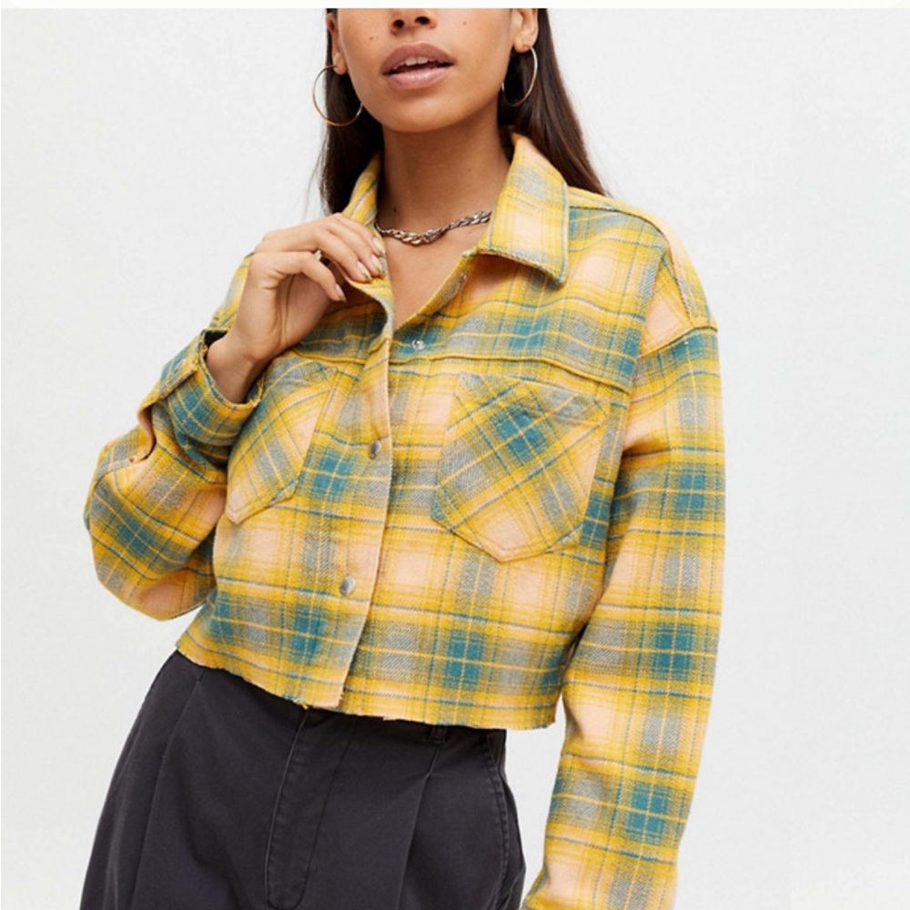 Urban Outfitters BDG Women's Yellow Plaid Cropped Jacket